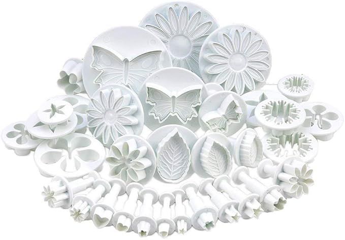 Zuoyou 33 Piece Fondant Cake Cookie Plunger Cutter Sugarcraft Flower Leaf Butterfly Heart Shape D... | Amazon (US)