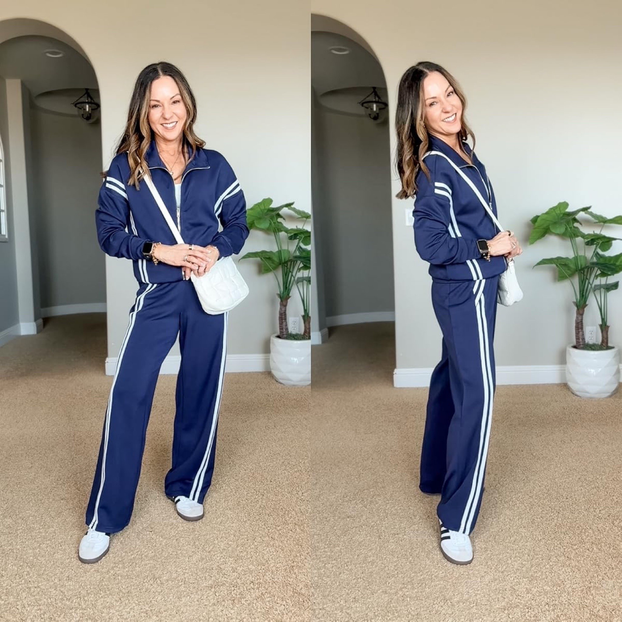 Comfy Spring Outfit

For reference I'm 5'1 108lbs in a Two piece wide leg pant set size XS in navy, cami style tank with adjustable straps XS white, adidas sneakers size down

Outfit inspo  everyday outfit  comfy outfits  travel set  two price sets  striped set  sneakers  navy outfits  outfit ideas  EverydayHolly 

#LTKPetite #LTKootd #LTKTravel