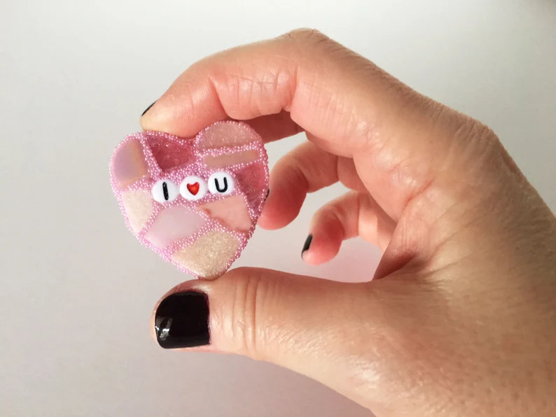 Small Pink Conversation Heart I Love You Glass Tile Stained Valentines Day Galentines Mosaic Hear... | Etsy (US)