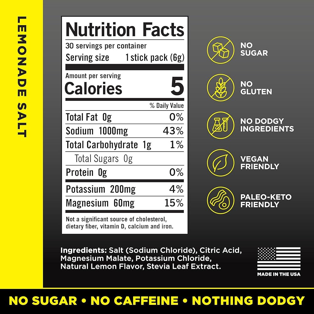 LMNT Zero Sugar Electrolytes - Lemonade Salt | Drink Mix | 30 Count | Amazon (US)