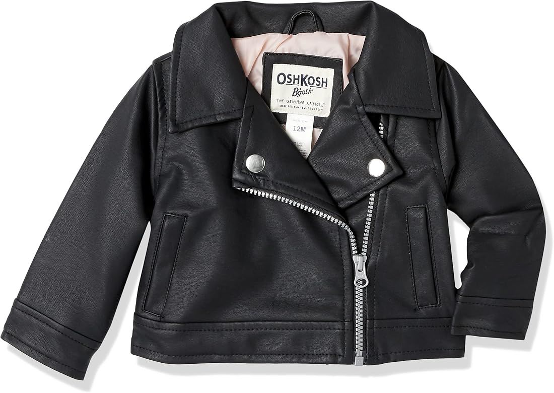 OshKosh B’gosh Baby Girls' Moto Jacket, Black Faux Leather | Amazon (US)
