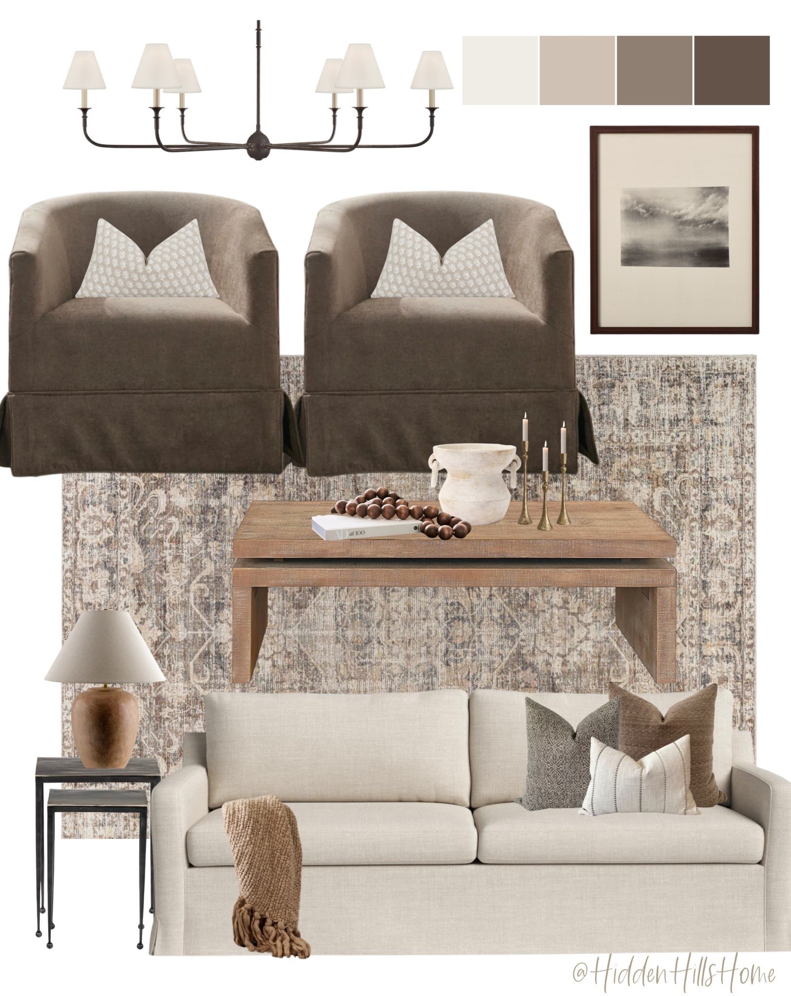 Cozy living room decor mood board! Living room design, sofa, home decor ideas, living room rug, coffee table

#LTKHome #LTKSaleAlert #LTKSeasonal