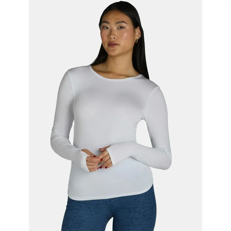 Avia Women's Ruched Active Top with Long Sleeves, Sizes XS-XXXL | Walmart (US)