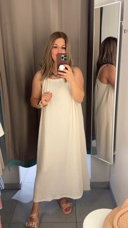 Simple textured maxi dress that would make a great swim cover up too! This cream color is on the see through side so I’d do nude undergarments or a diff color to wear as a dress. 

#LTKSeasonal #LTKStyleTip #LTKFindsUnder50