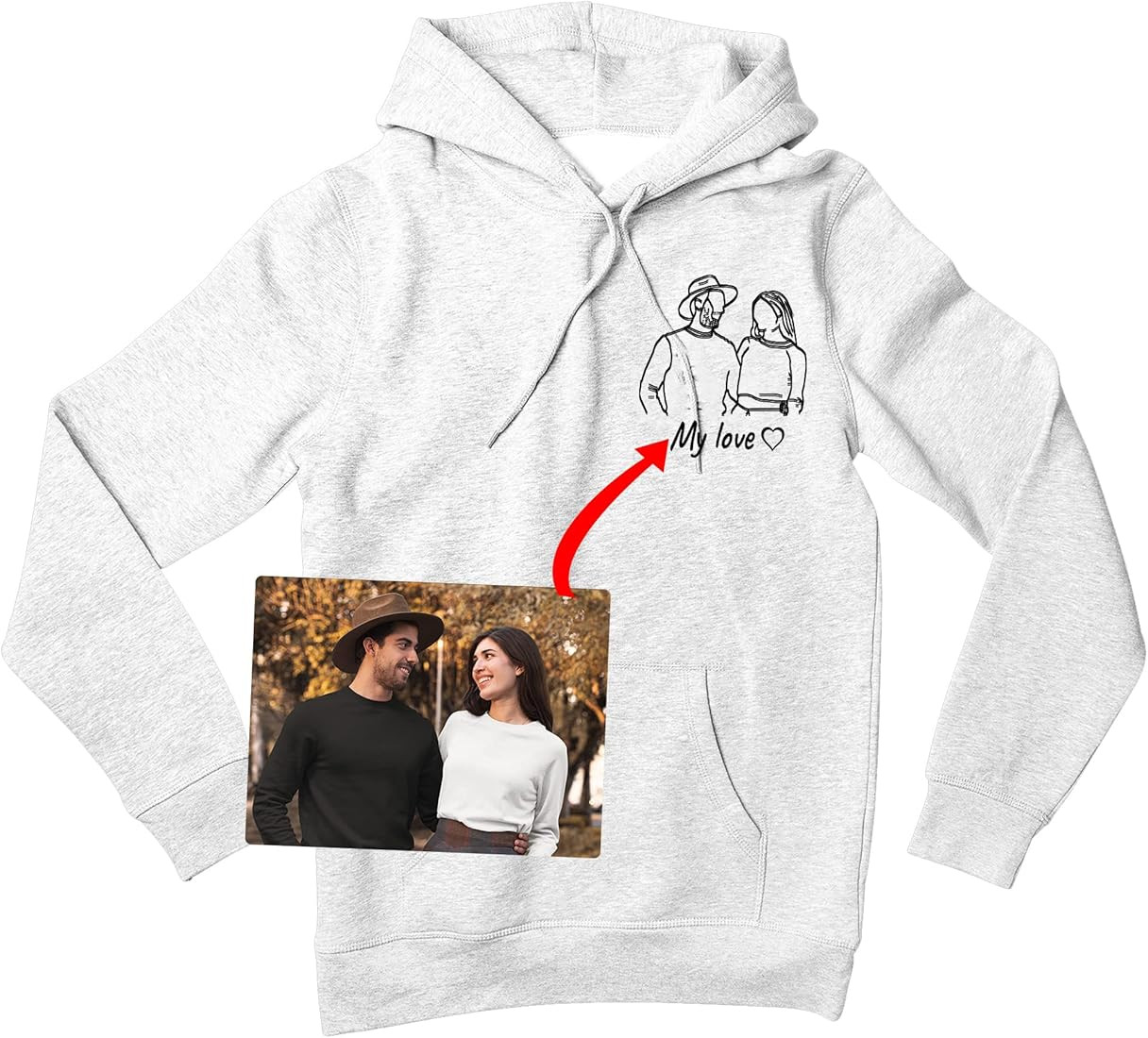 FAMIHEART Custom Hoodies Design Your Own, T-shirts Portrait From Photo, Valentines Day Customized... | Amazon (US)