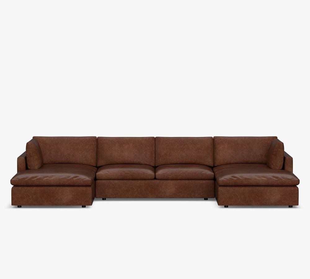 Bolinas Leather U-Chaise Sectional | Pottery Barn (US)