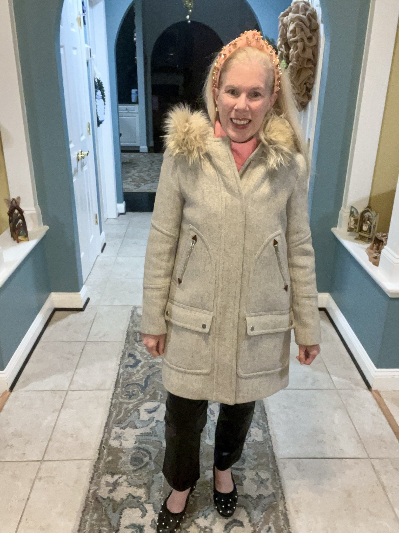 Swingy a-line parka
.
It’s not an exaggeration. This coat is magical. I’ve bought one almost every year since its debut over a decade ago.  
.
With warm, lightweight wool, it’s warm enough for the coldest temperatures without adding bulk. 
.
I paired the coat with straight, cut, faux leather pants, and a sweater for a pop of color .

#LTKSeasonal #LTKover40 #LTKCyberWeek