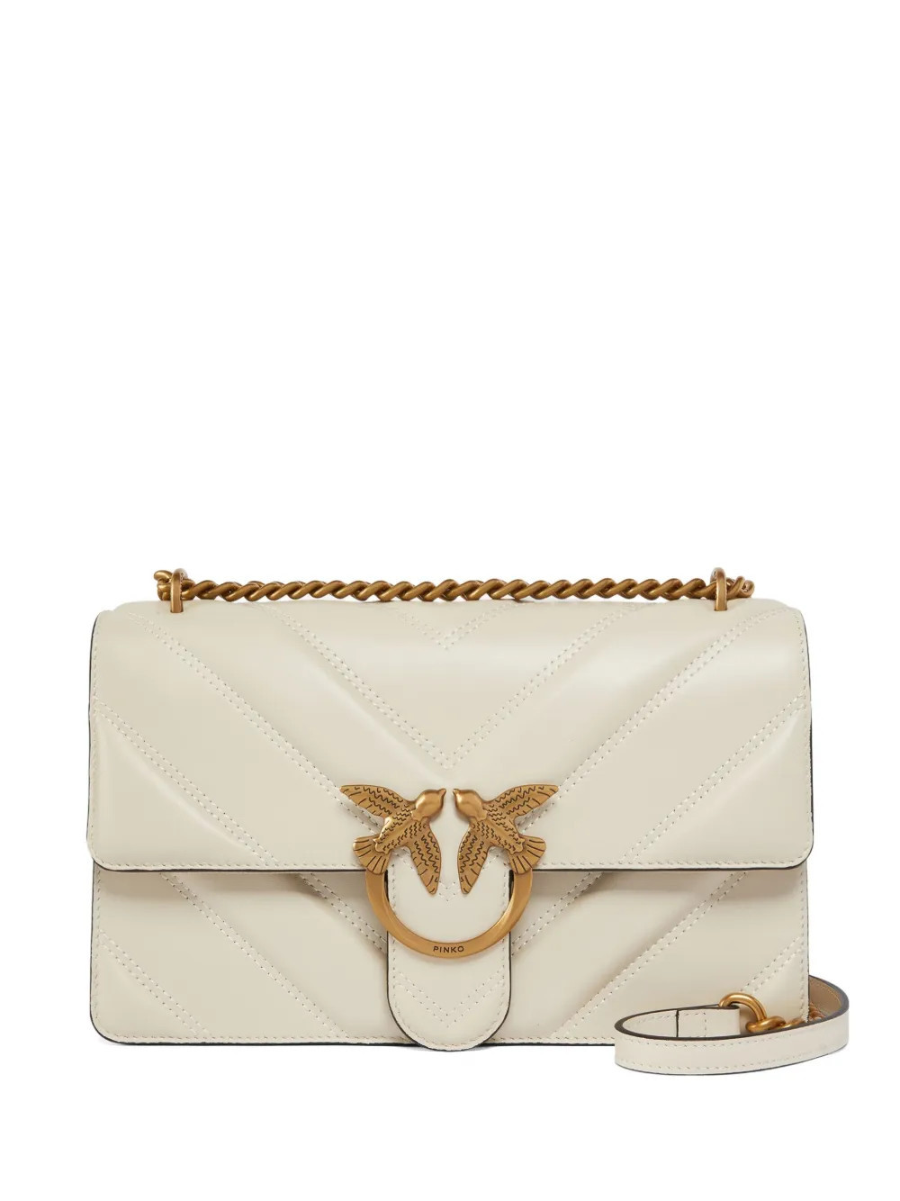 PINKO quilted bird-embellished cross body bag - White | Farfetch Global