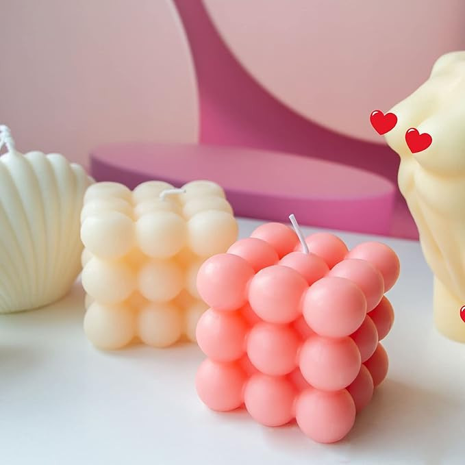 2 Pieces Bubble Candle, Bubble Cube Soy Wax Candle, Danish Pastel Room Decor, Handmade Scented Candl | Amazon (US)