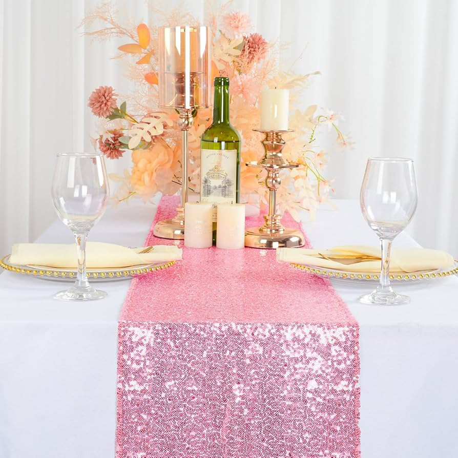 Amazon.com: ShinyBeauty 12x108-Inch Sequin Table Runner Pink Gold 1 Piece : Home & Kitchen | Amazon (US)