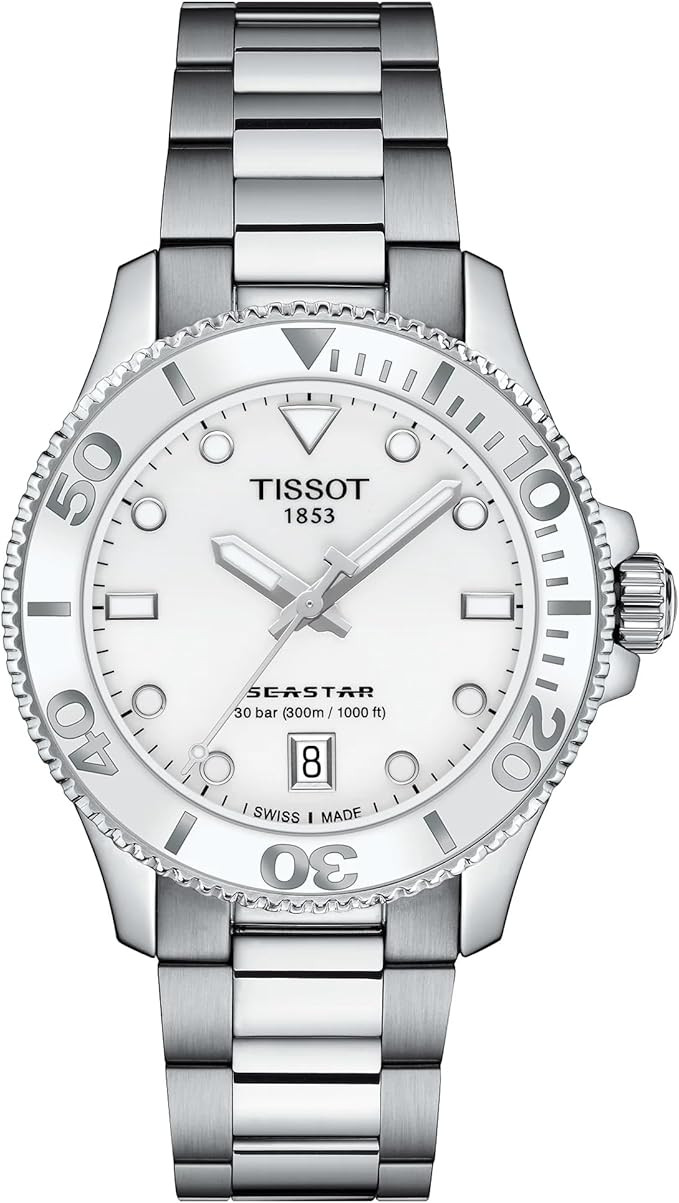 Tissot Unisex Seastar 1000 36mm 316L Stainless Steel case Quartz Watch, Grey, Stainless Steel, 18... | Amazon (US)