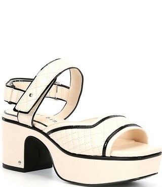 Gianni Bini Zoeyy Quilted Leather Square Toe Platform Sandals | Dillard's | Dillard's