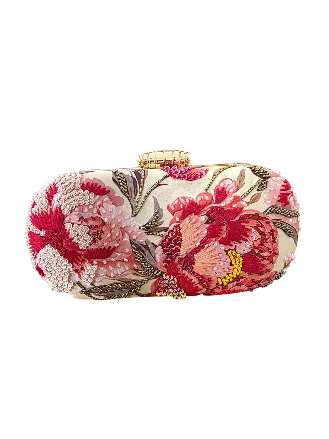 Handmade Floral Beaded Clutch – Embroidered Pink Flower Evening Bag, Bridal Wedding Purse, Part... | Etsy (US)