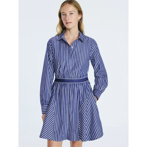 Free Assembly Women's Cotton Mini Shirtdress with Long Sleeves, Sizes XS- XXL | Walmart (US)