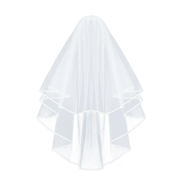 Simple and Elegent Wedding Veil Bridal Tulle Veils with Comb and Lace Ribbon White (White) | Walmart (US)