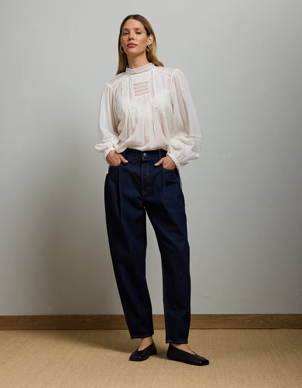 AE77 Premium Pleated Barrel Jean | American Eagle Outfitters (US & CA)