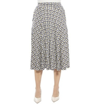 24seven Comfort Apparel Womens Geometric Elastic Waist Pocket A-Line Midi Skirt | Target