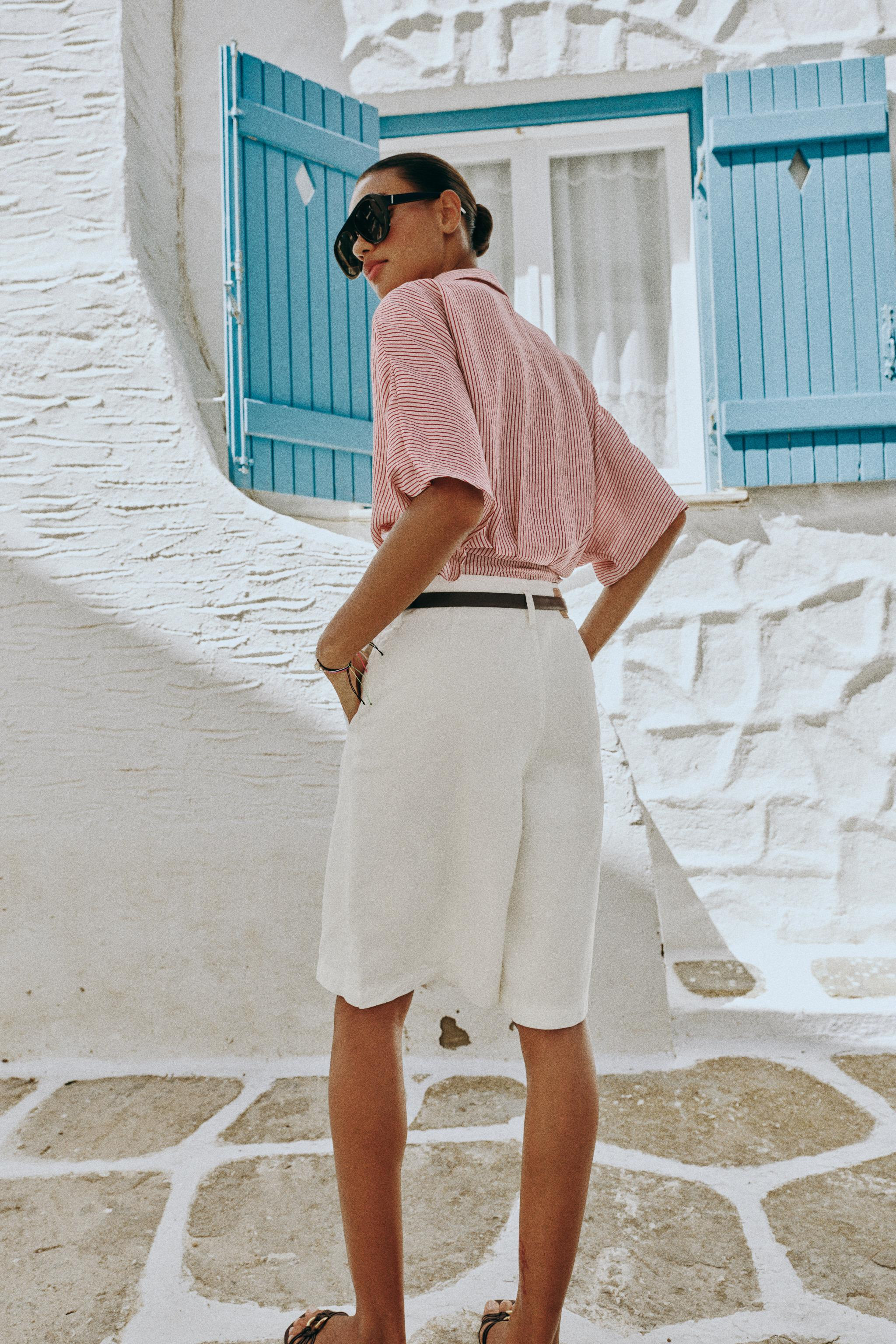 PLEATED BERMUDA SHORTS WITH BELT | Zara UK