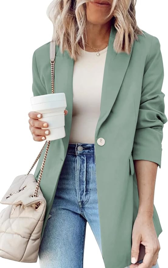 Dokotoo Womens 2024 Fashion Spring Lapel Collar Buttons Blazer Jackets for Women Business Casual | Amazon (US)