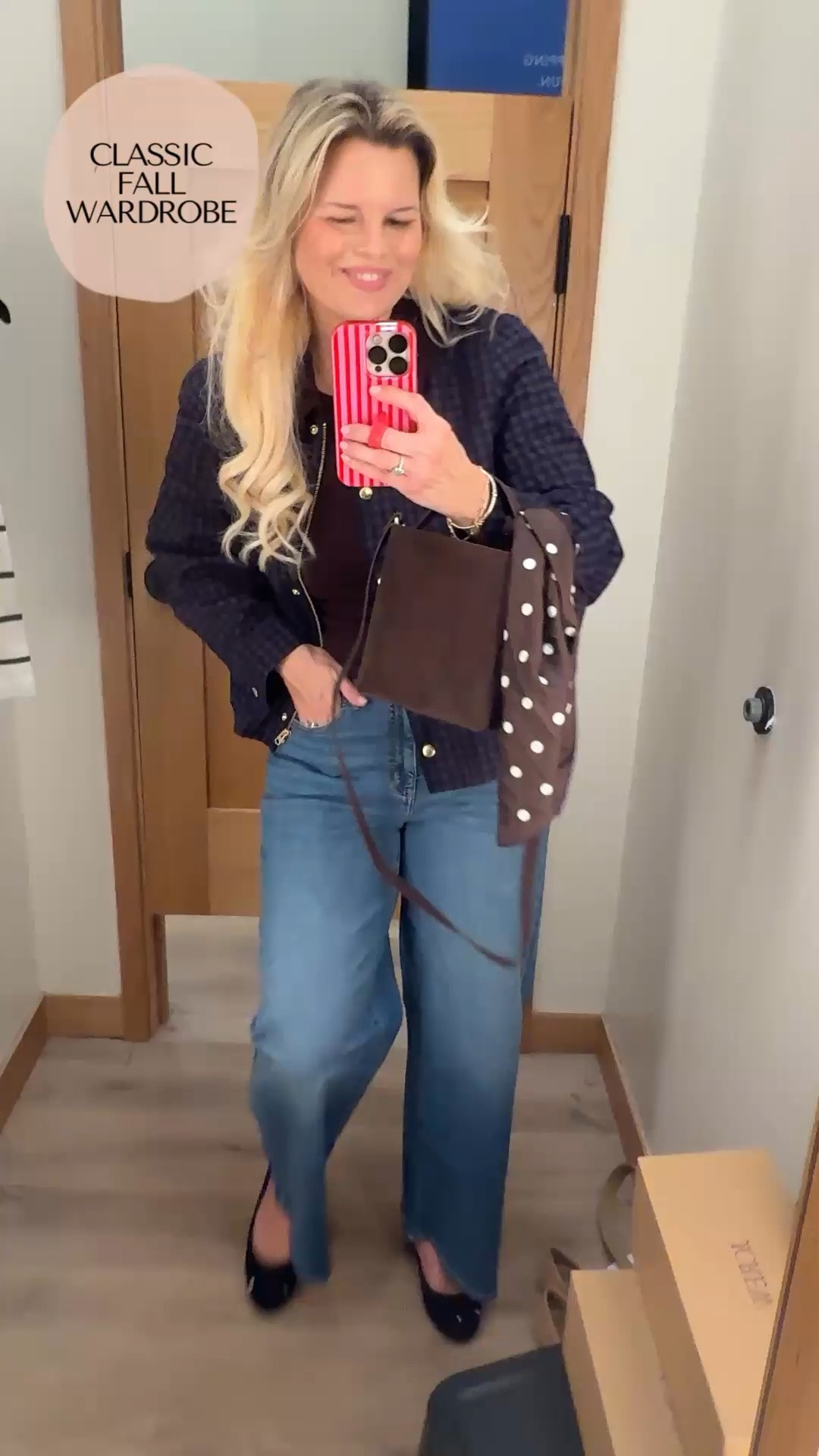 Classic fall wardrobe pieces and layers - such a beautiful barn coat, love the polka dot scarf, the basic tee, pretty wide leg denim and accessories 

fall outfit, classic fall style, fall fashion, autumn outfit, cozy fall outfit, casual fall style, neutral outfit, everyday outfit, fall wardrobe, seasonal style, classic wardrobe staples, women’s fall fashion

#LTKOver40 #LTKselfcare #LTKmomlife