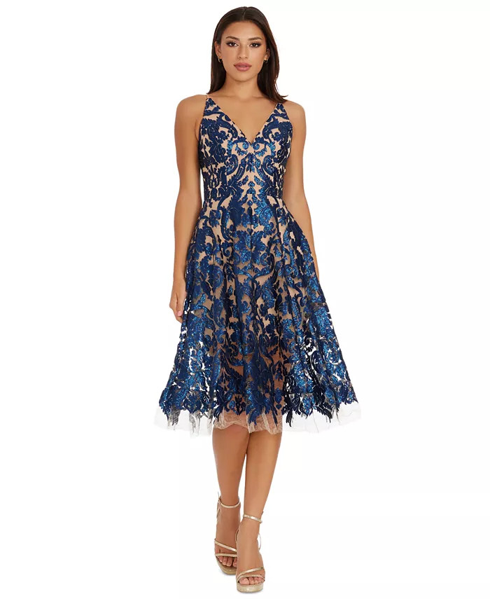 Dress the Population Blair Lace Midi Dress - Macy's | Macy's