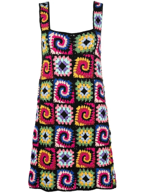 patchwork-effect crochet minidress | Farfetch Global
