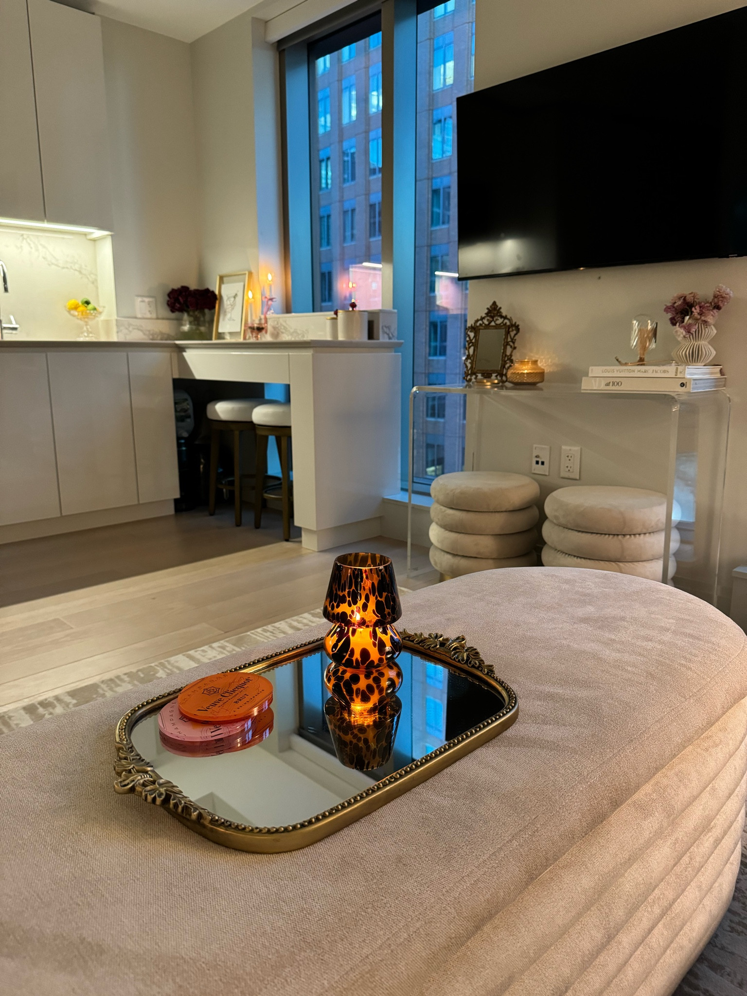 Love using this ottoman as a coffee table, plus there’s storage. 

-
Coffee table decor, coffee table books, Anthropologie vanity tray, candle, home, home decor, apartment decor,  vase, counter stools, living room, kitchen

#LTKhome