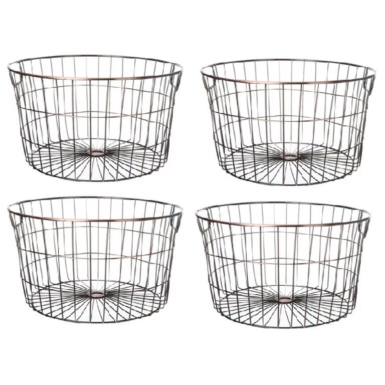 Mainstays Medium Round Wire Copper Storage Baskets - 4 Pack | Walmart (US)