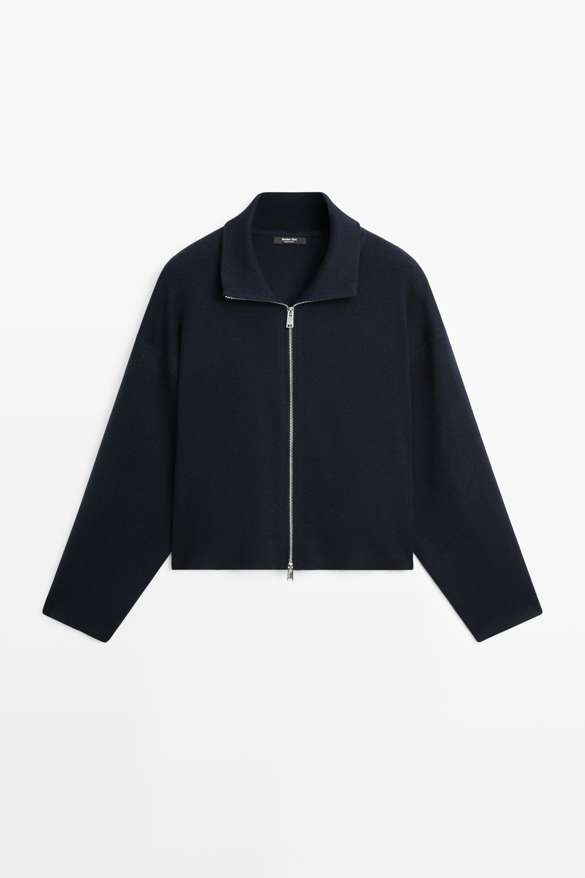 Cotton knit zip-up jacket | Massimo Dutti UK