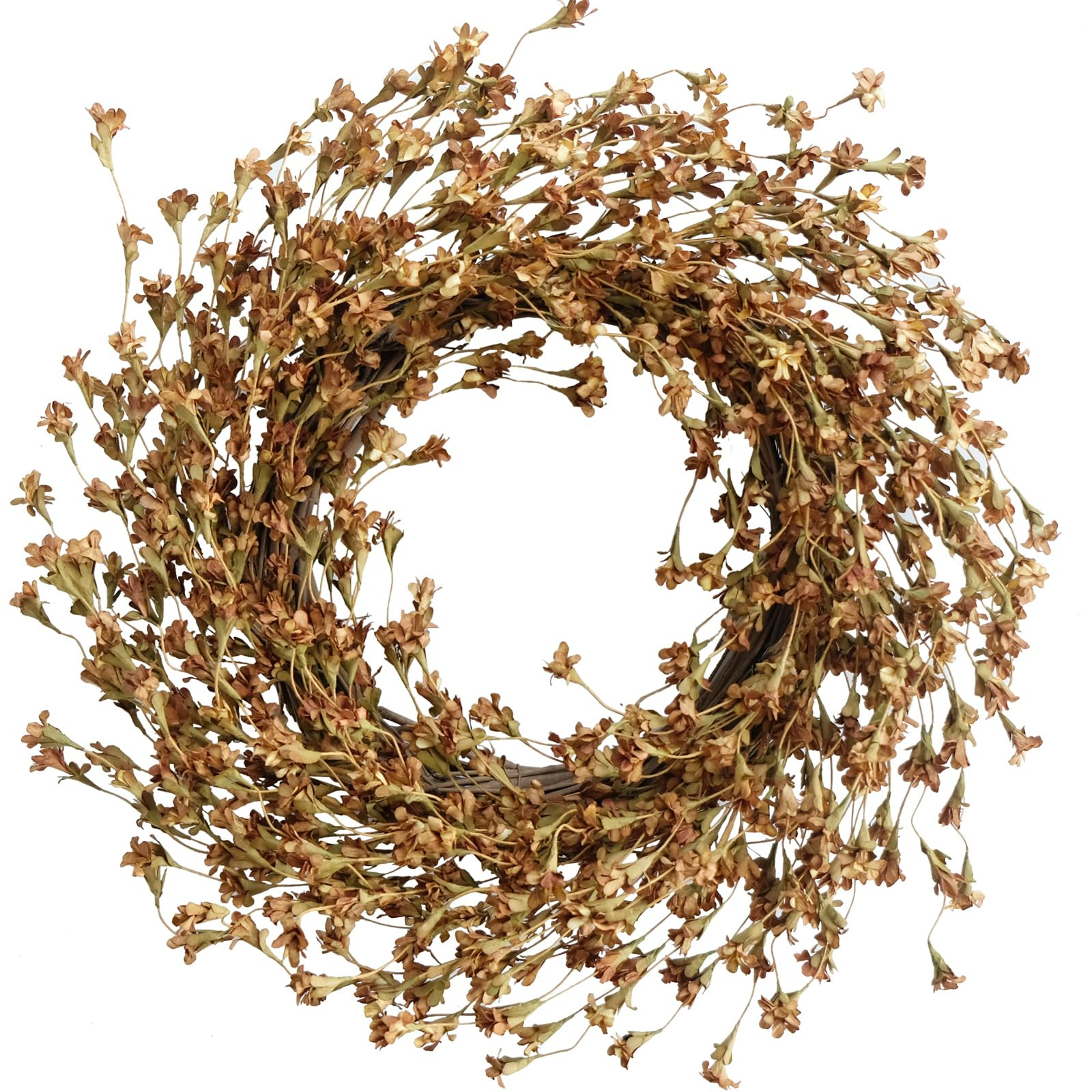 TEMPUS Fall Forsythia Wreath 20" Artificial Wreath for Front Door Hanging Wall Decoration Fall Harvest Thanksgiving Home Decor (Brown) | Amazon (US)