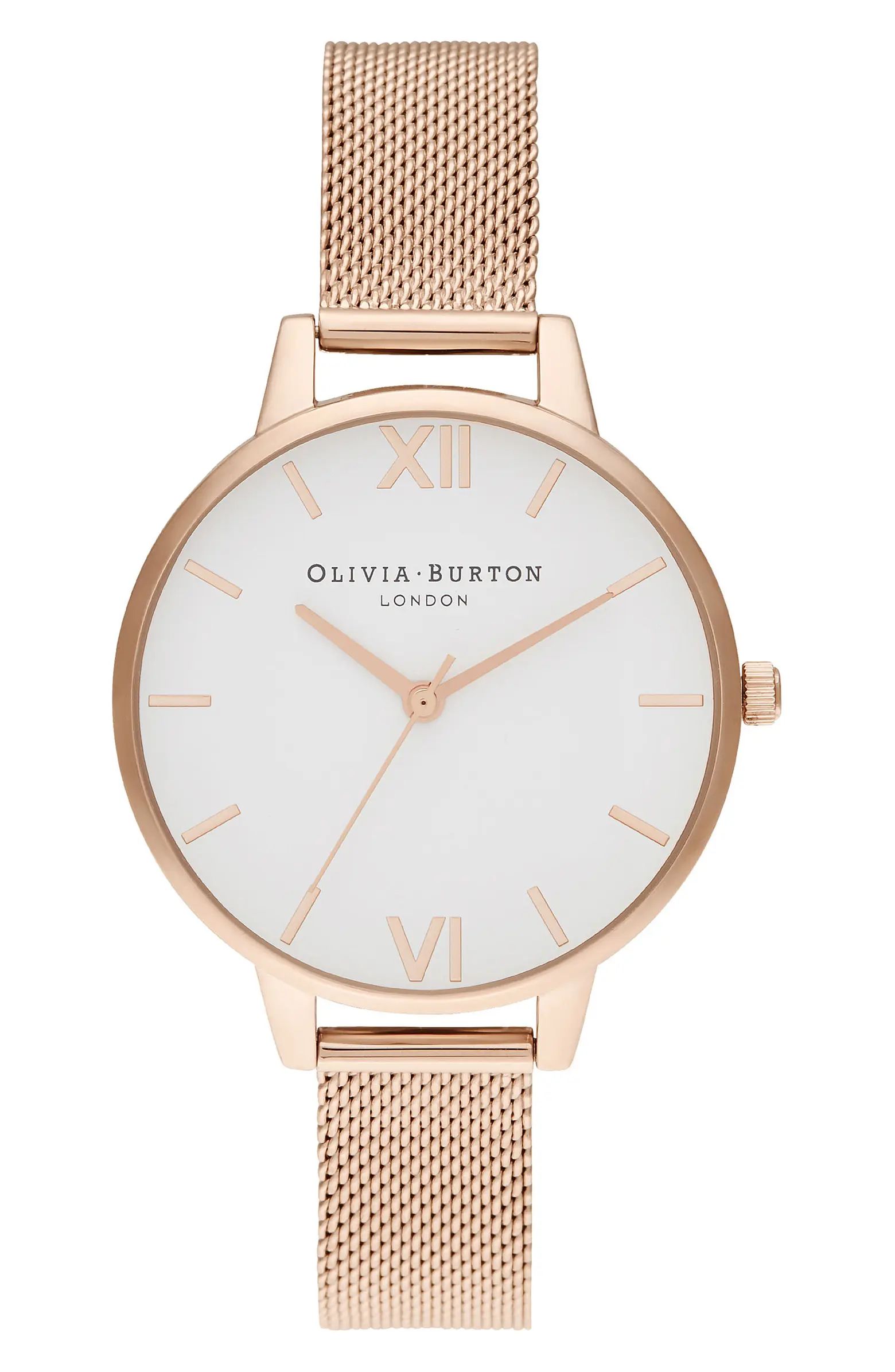 White Dial Mesh Strap Watch, 34mm | Nordstrom
