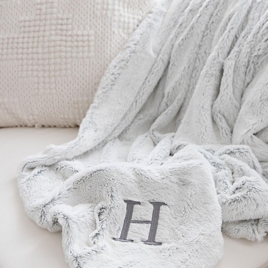 Faux Fur Monogrammed Blanket | Wedding Gift Blanket | Embroidered Blanket | Christmas Gift | Etsy (US)