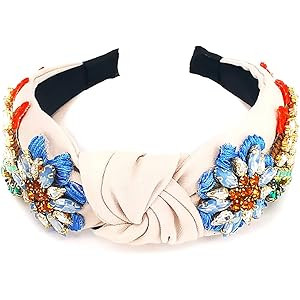 QTMY Rhinestone Crystal Headbands for Women,Hair Hoop Accessories Headwear Jewelry,522Beige | Amazon (US)