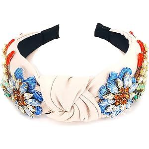 QTMY Rhinestone Crystal Headbands for Women,Hair Hoop Accessories Headwear Jewelry,522Beige | Amazon (US)