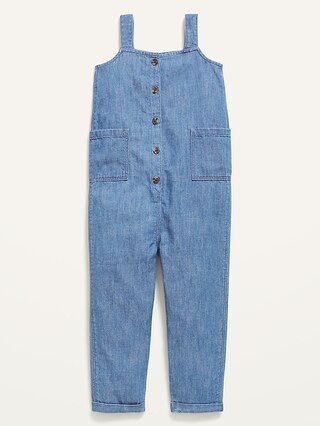 Sleeveless Chambray Button-Front Jumpsuit for Toddler Girls | Old Navy (US)