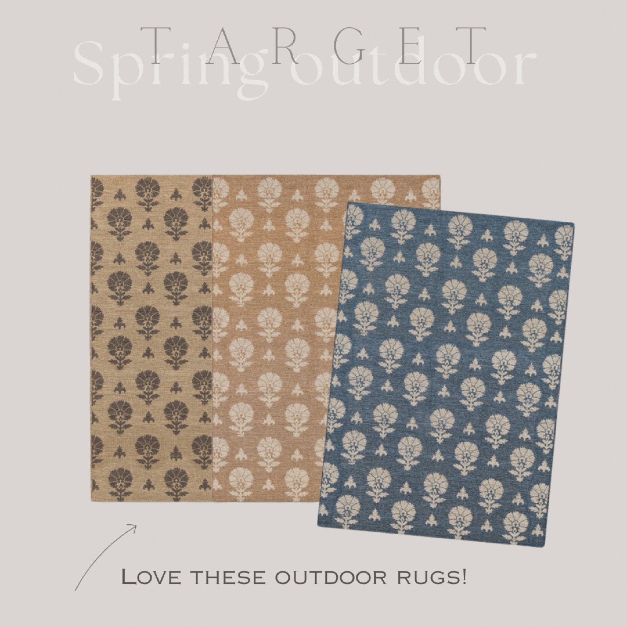 Spring outdoor rugs! 


Outdoor rug, floral rug, spring decor, outdoor living, spring refresh, stars rug 


#target #targethome 

#LTKSeasonal #LTKHome