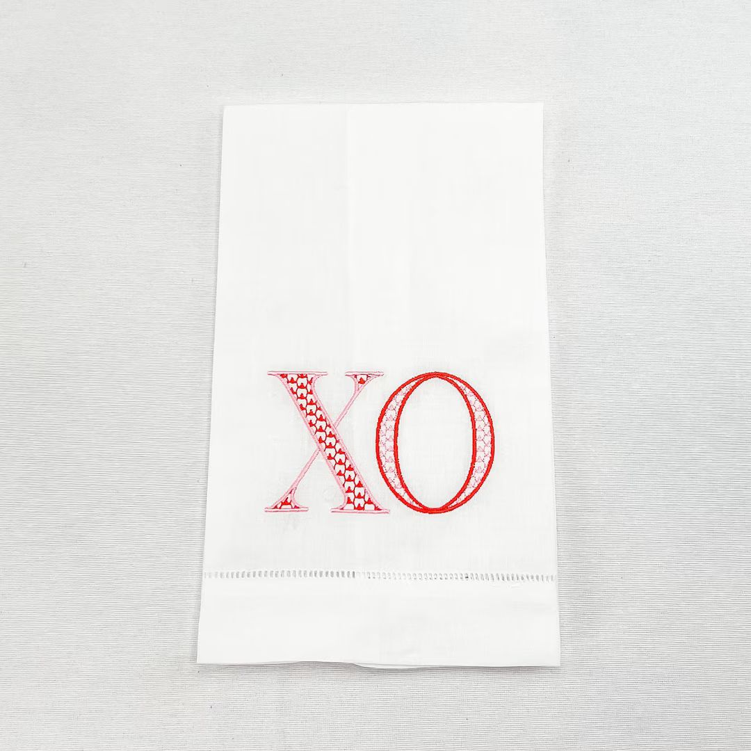 Valentine's XO Hemstitched Guest Towel - Etsy | Etsy (US)