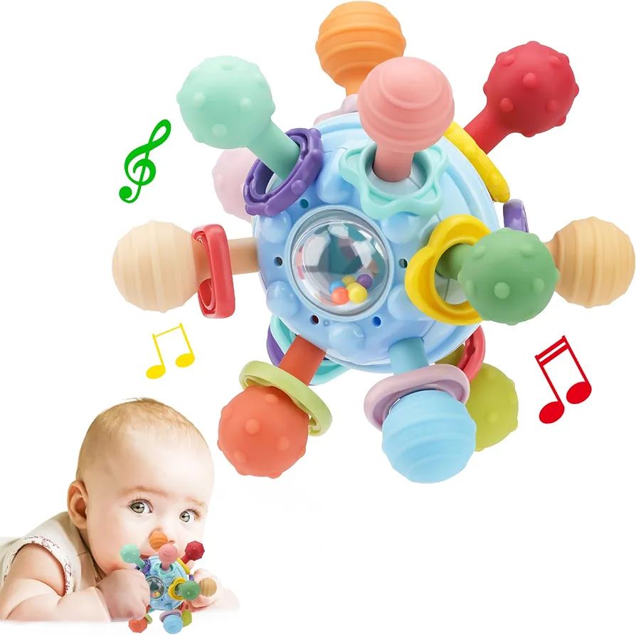 Baby Montessori Sensory Toys for 0-6 6-12 Months, Food Grade Teething Toys for Babies 0 3 6 9 12 ... | Amazon (US)