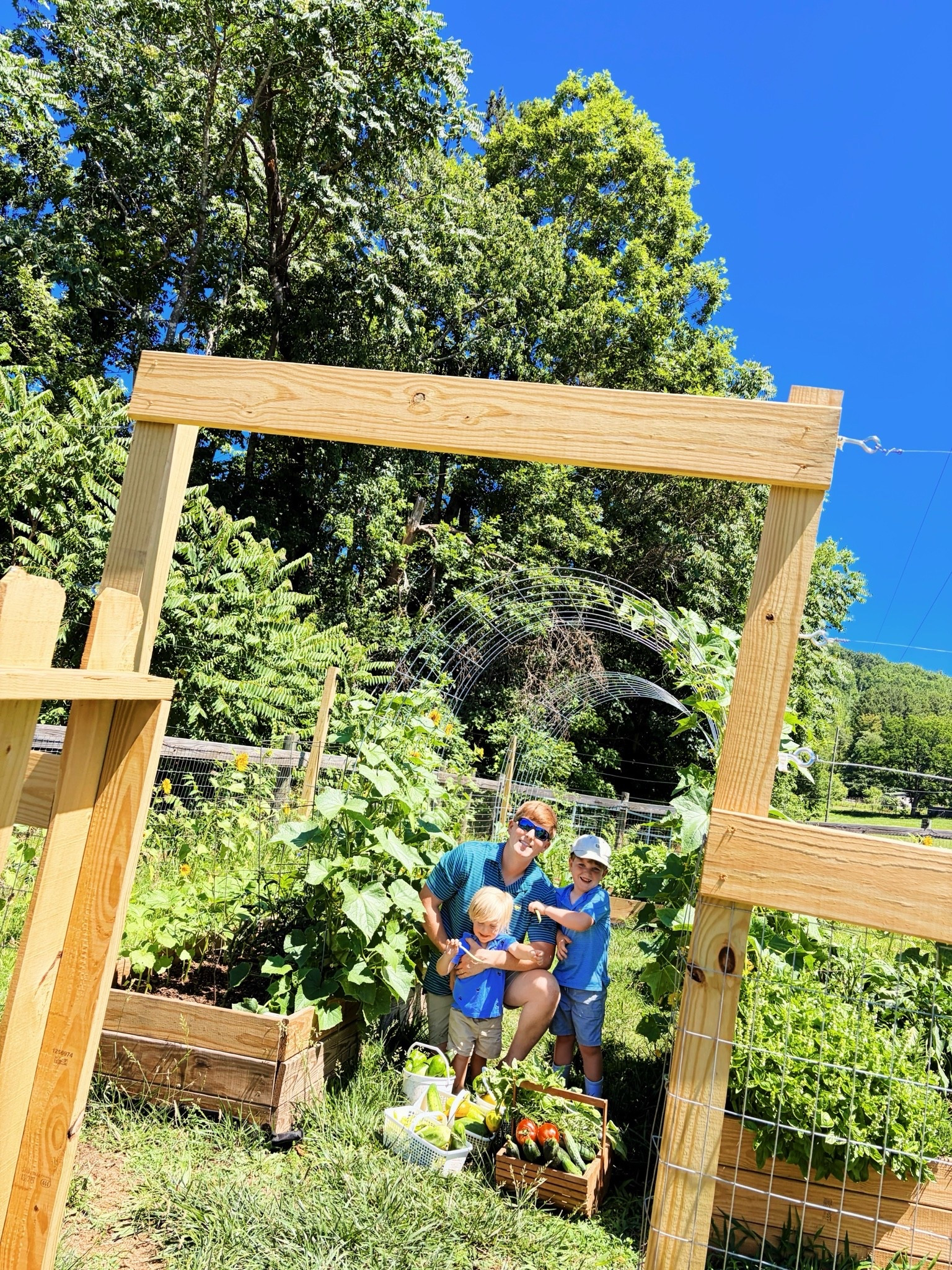 It really is true… more is “caught” 🎣 than taught 🫶🏽 and our little country cowboys 🤠 who look up to their “Dada” more than anything in the world 🌎 are a testament to that!! 👶🏼👶🏼 And the abundance (!!) of goodness our garden 🪴 is producing is another testatment to just the goodness of the Lord and how He has blessed our family beyond measure ✨ - we all adore 🥰 you, Wesley Mabry!!!! 🧺