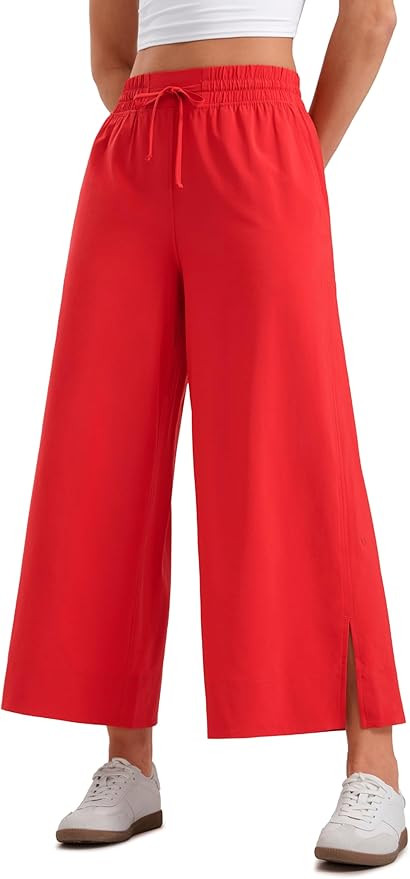 CRZ YOGA Lightweight Wide Leg Cropped Pants for Women 25" High Waisted Loose Casual Lounge Travel... | Amazon (US)