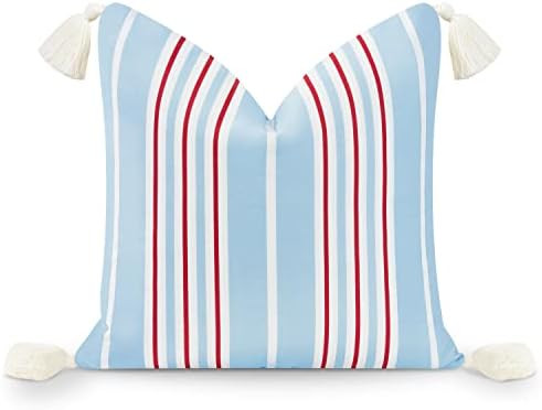 Hofdeco Premium Coastal Hampton Style Patio Indoor Outdoor Throw Pillow Cover Only, 18"x18" Water... | Amazon (US)