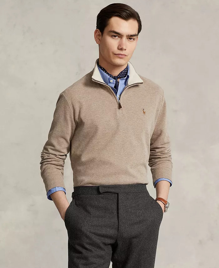 Men's Estate-Rib Cotton Quarter-Zip Pullover | Macy's