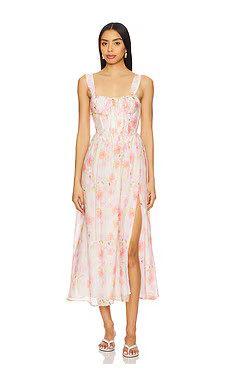 Bardot Esra Printed Midi Dress in Pink Floral from Revolve.com | Revolve Clothing (Global)