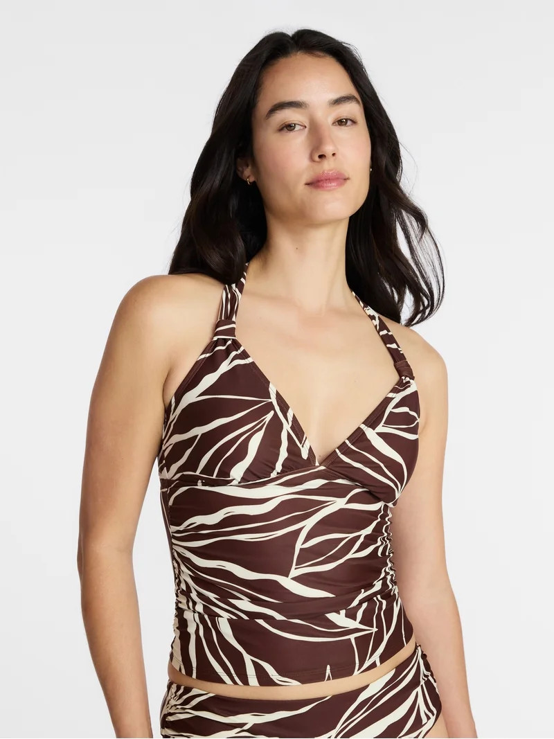 Time and Tru Women's and Women's Plus Ruched Tankini Top, Sizes XS-3X | Walmart (US)