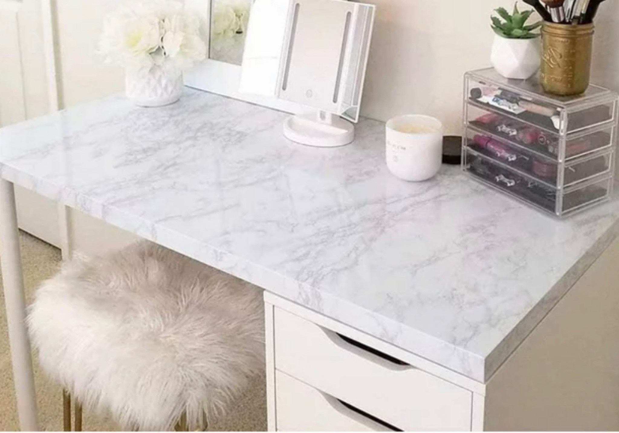 IKEA Desk Hack Marble Tabletop:  Turn IKEA’s Lagkapten/Alex Desk from bland to glam with marble contact paper from Walmart. A super easy way to make your Ikea desk look high-end!  


#LTKstyletip #LTKFind #LTKhome