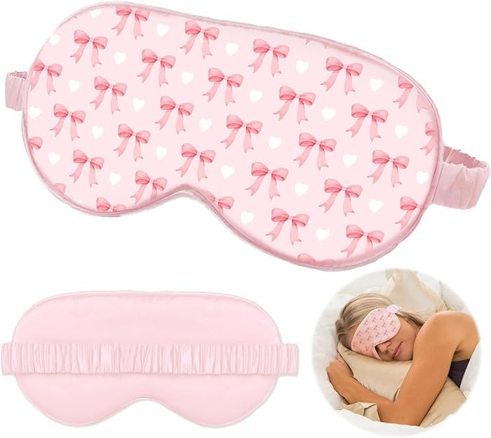 Pink Bow Sleep Mask for Women, Pink Sleep Mask, Night Masks for Sleeping for Women, Double Layer ... | Amazon (US)