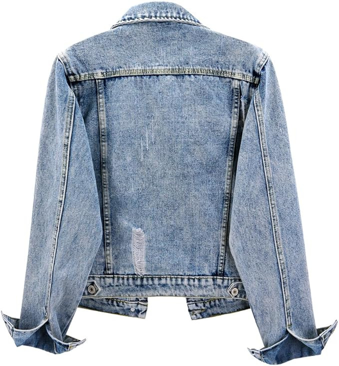 Kedera Womens Denim Jackets Distressed Ripped Long Sleeve Jean Jacket Coats | Amazon (US)
