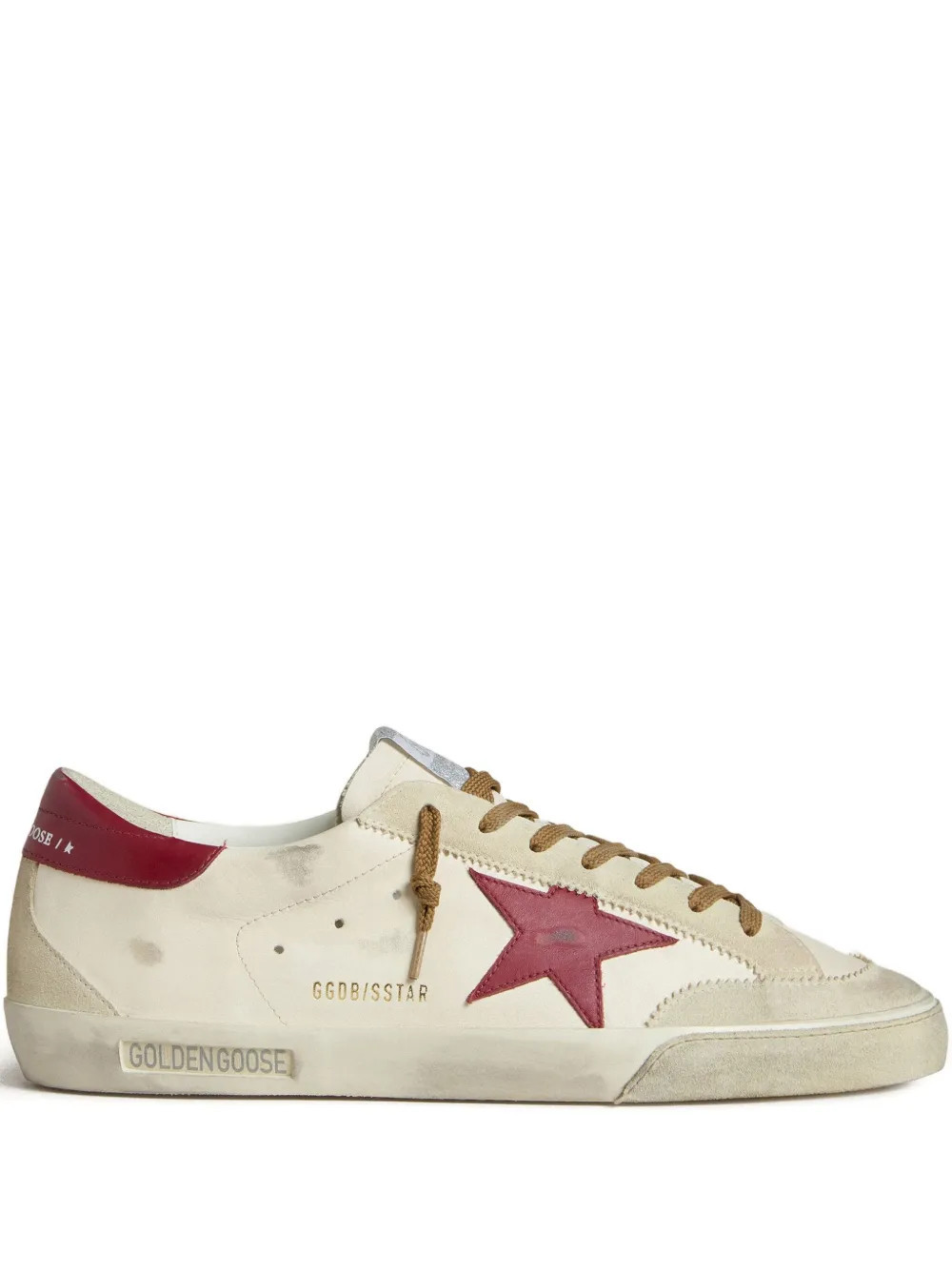 Golden Goose Super-Star with red leather star and beige suede inserts - White | Farfetch Global