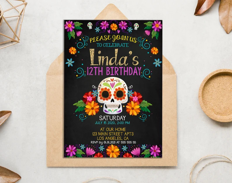 Editable Halloween Birthday Invitation  Sugar Skull  Day of | Etsy | Etsy (US)