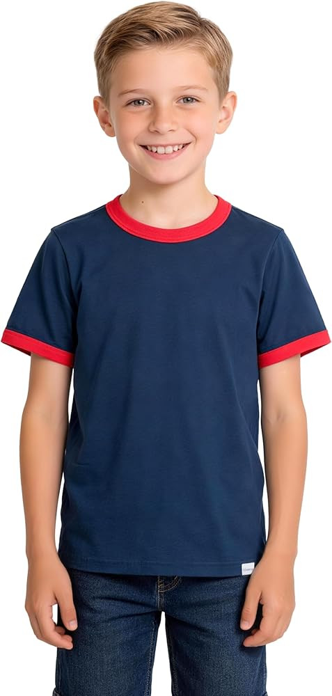 Silenroar Boys Ringer T-Shirt, Soft Cotton Blend Retro Athletic Tee, Vintage Contrast Trim Sports... | Amazon (US)
